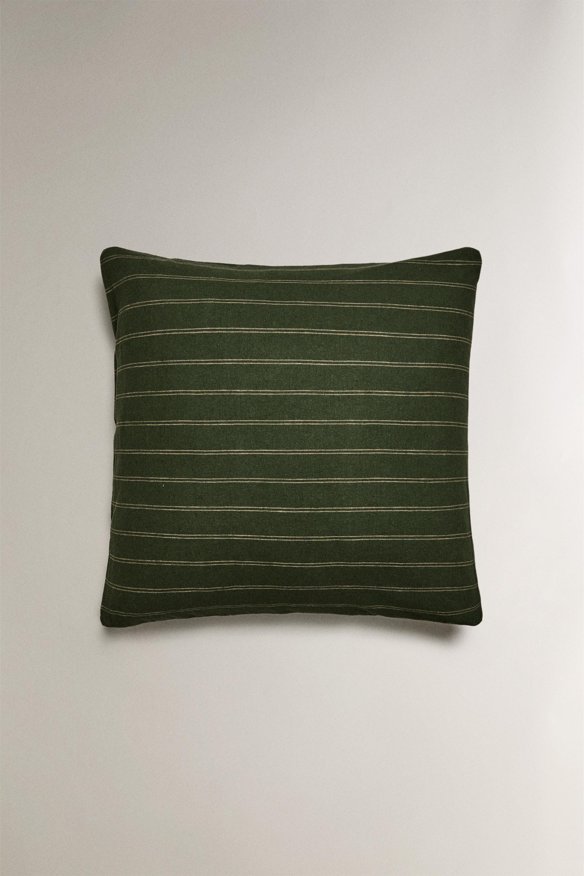 CHRISTMAS COTTON AND LINEN STRIPED PILLOWCASE